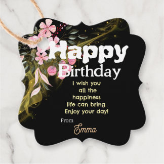 Étiquettes Cadeau Noir avec motif floral
