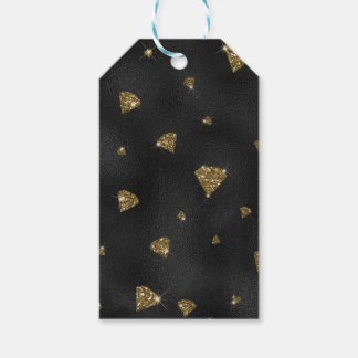 ÉTIQUETTES-CADEAU NOIR AVEC PARTIES SCINTILLANT D'OR RESSORT DIAMOND