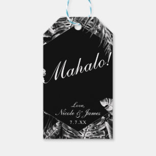 Étiquettes-cadeau Noir Blanc Chic Tropical Île Mariage sur une Île