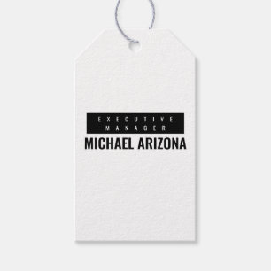 Étiquettes-cadeau Noir & Blanc Minimaliste Simple Plaque