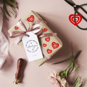 Étiquettes-cadeau Noir Blanc Rouge Simple Minimaliste Amour Saint Va