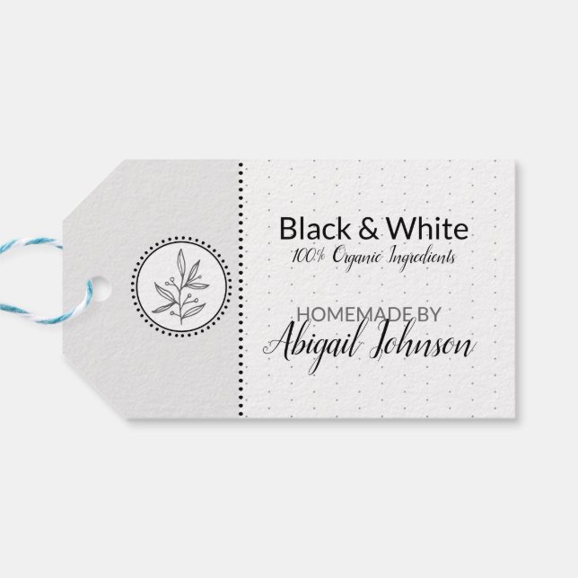 Étiquettes-cadeau Noir & Blanc Soins de Bain & Corps Maison (Dos Horizontal)