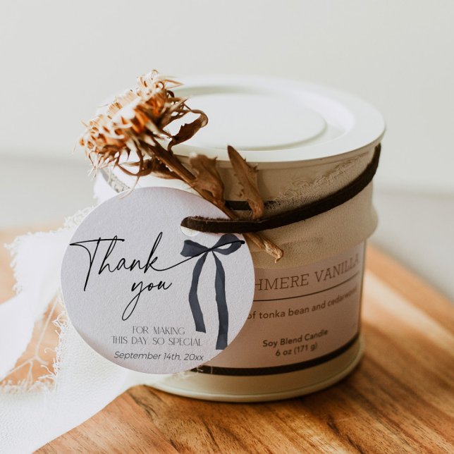 Étiquettes Cadeau Noir Bow Merci Fête des mariées Faveur gothique (Créateur téléchargé)