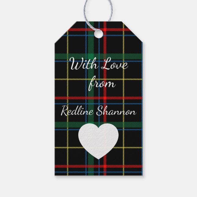 Étiquettes-cadeau Noir Buffalo Plaid Noël (Devant)