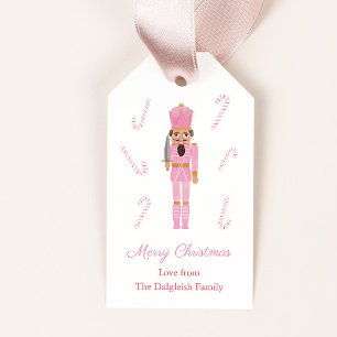 Étiquettes-cadeau Noir Casse-Noir En Costume Rose Joyeux Noël