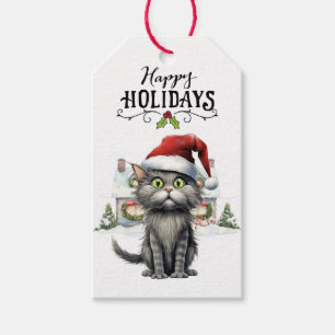 Étiquettes-cadeau Noir Chat Noël pour les Amoureux de les chats