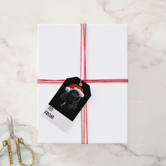 Étiquettes-cadeau Noir Cocker Spaniel Noël (Avec de la ficelle)