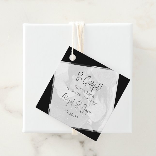 Étiquettes Cadeau Noir et blanc Décontracté Mariage moderne (En situation)