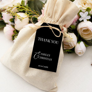 Étiquettes-cadeau Noir et blanc élégant mariage simple faveur