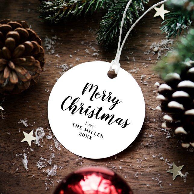 Étiquettes Cadeau Noir et blanc Joyeux Noël (Créateur téléchargé)