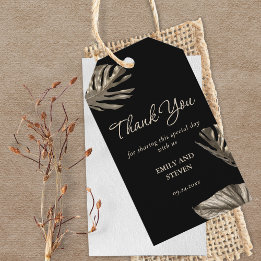 Étiquettes-cadeau Noir et or Elégant Mariage moderne Faveur