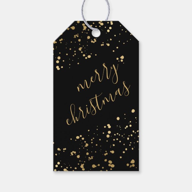 Étiquettes-cadeau Noir et or Joyeux Noël (Devant)
