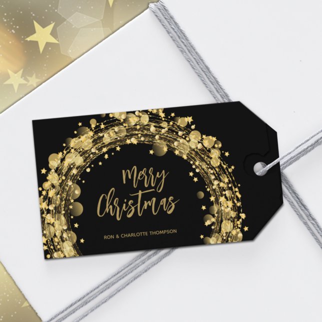 Étiquettes-cadeau Noir et or Joyeux Noël (Créateur téléchargé)