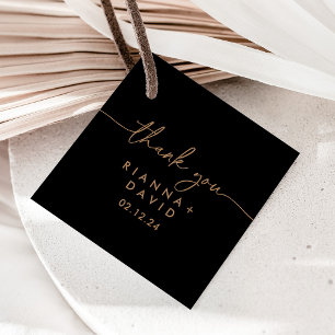 Étiquettes Cadeau Noir Gold Classic Wedding Favor Tags