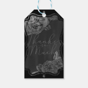 Étiquettes-cadeau Noir Gris Argent Élégant Glamour Mariage Vintage