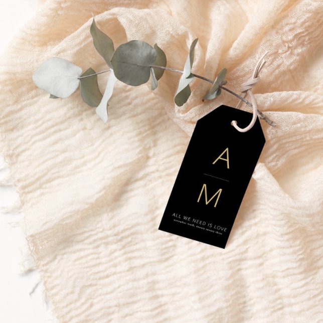 Étiquettes-cadeau Noir moderne + Gold Wedding Favor (Créateur téléchargé)