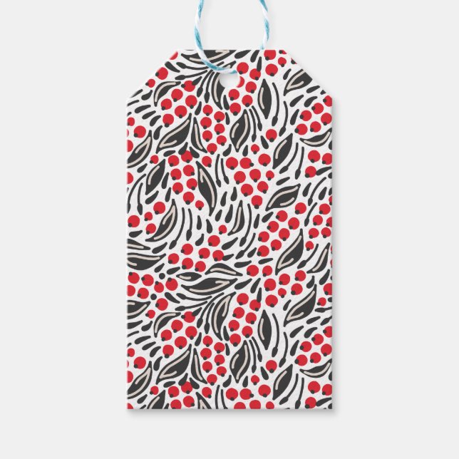 Étiquettes-cadeau Noir moderne Rouge blanc Noël Berry hiver (Devant)
