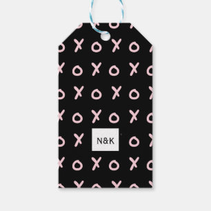 Étiquettes-cadeau Noir & Rose Bébé X O XO XO's Tendance Mignon