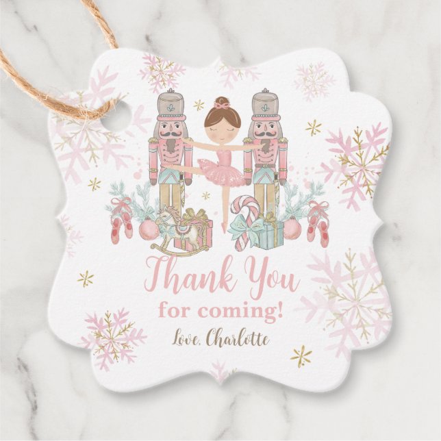 Étiquettes Cadeau Noisette Ballet Blush Pink hiver Noël (Devant)