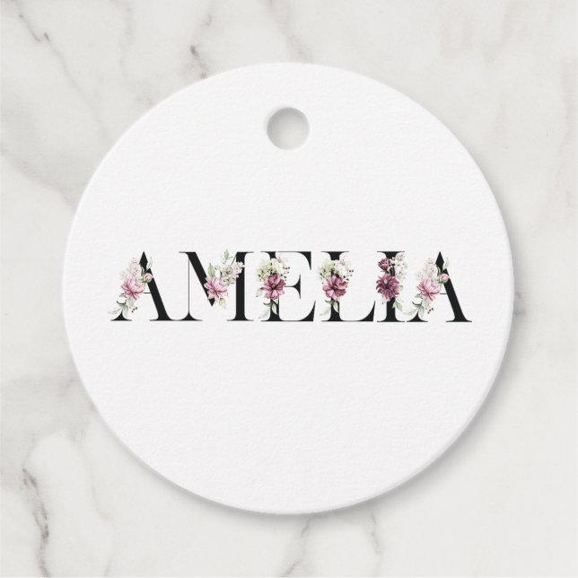 Étiquettes Cadeau Nom Amelia (Devant)
