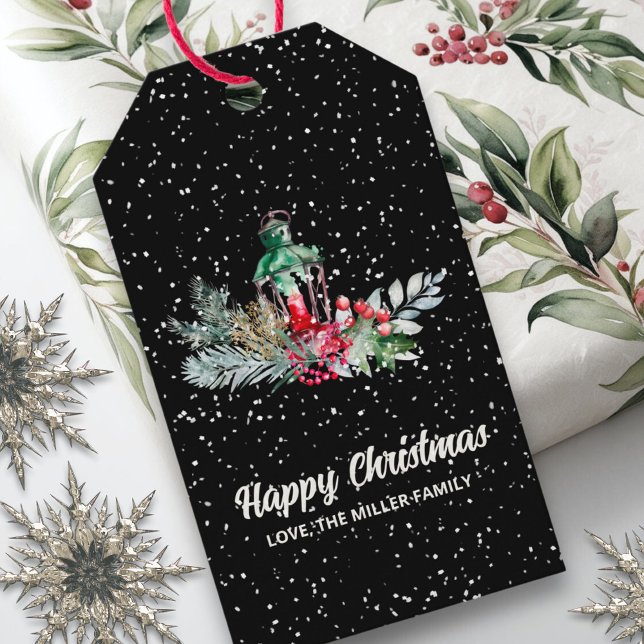 Étiquettes-cadeau Nom botanique moderne Aquarelle Écriture Noël (Créateur téléchargé)