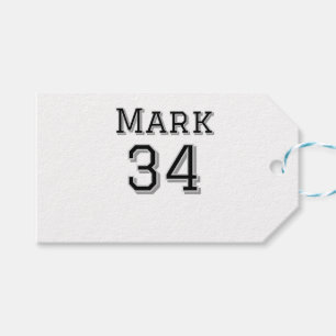 Étiquettes-cadeau nom de l'équipe ajouter nom du joueur date sports 