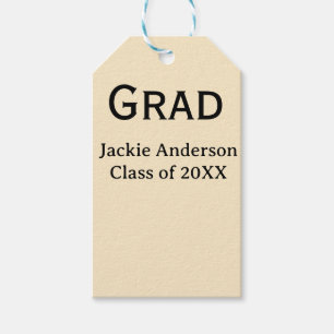 Étiquettes-cadeau Nom de lettre gras diplômé promotion 20XX pastel j