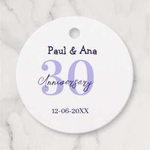 Étiquettes Cadeau nom de lettre gras violet 30e anniversaire simple