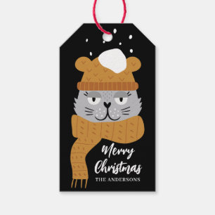 Étiquettes-cadeau Nom de Noël du chat moderne