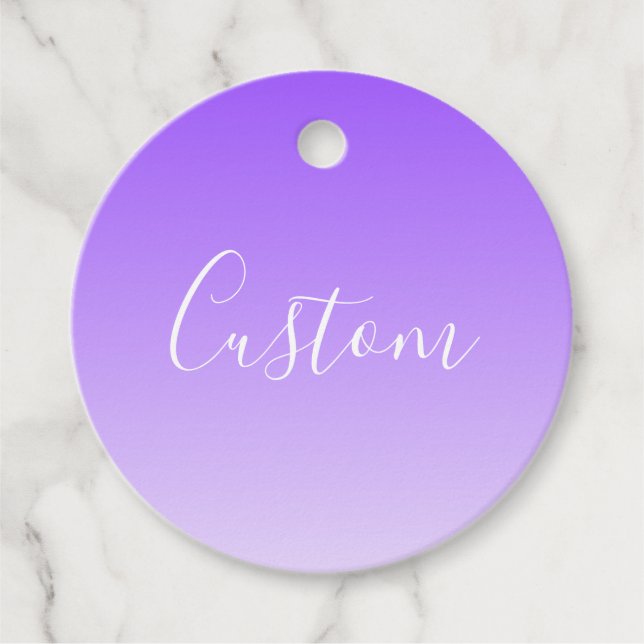 Étiquettes Cadeau Nom de script cursif & ombre violet clair modifiab (Devant)
