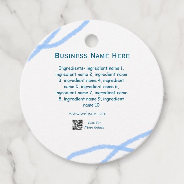 Étiquettes Cadeau Nom d'ingrédient ajouter nom d'entreprise site Web (Devant)