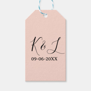 Étiquettes-cadeau nom du couple de mariage lettre date fond pastel r