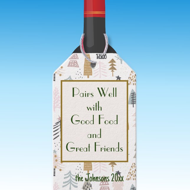 Étiquettes-cadeau Nom du devis || Vacances d'hiver Bouteille de vin (Créateur téléchargé)