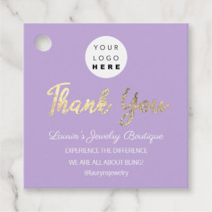 Étiquettes Cadeau Nom du Merci Logo Code QR Gold Purple Lavande