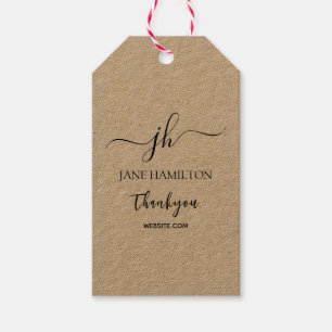 Étiquettes-cadeau Nom du monogramme Initiales Produit Thankyou Tags