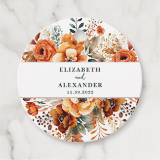 Étiquettes Cadeau Nom et date botaniques chauds du mariage automnal