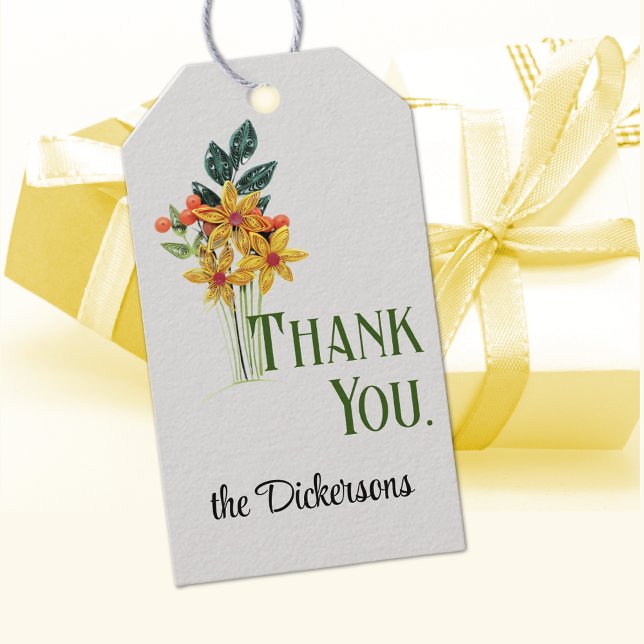 Étiquettes-cadeau Nom, Merci, Papier Fleurs Qualisées (Créateur téléchargé)