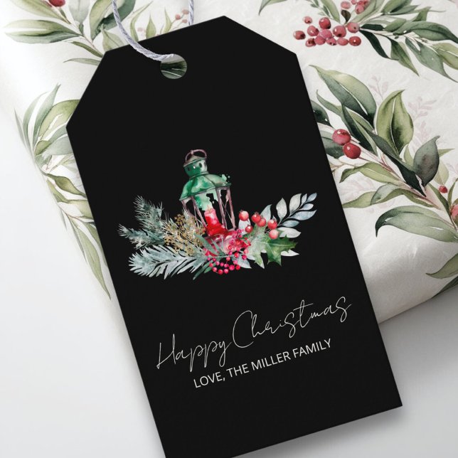 Étiquettes-cadeau Nom Moderne Aquarelle Script Joyeux Noël (Créateur téléchargé)