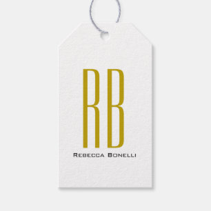 Étiquettes-cadeau Nom Moderne Exclusif de Couleur Or Monogramme Uniq
