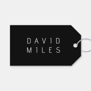 Étiquettes-cadeau Nom modifiable minimaliste moderne   Noir & Blanc