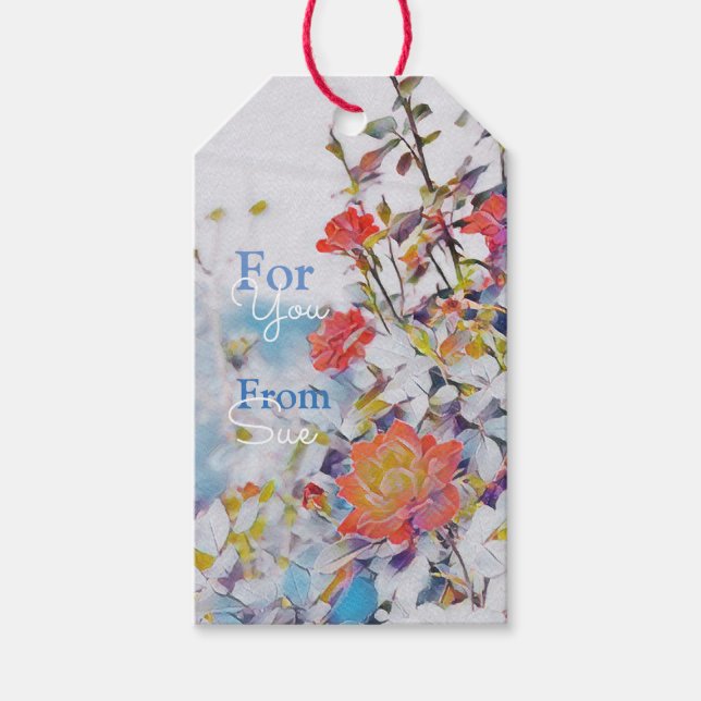 Étiquettes-cadeau Nom personnalisé Modern Mystic Rose Tags cadeaux (Devant)