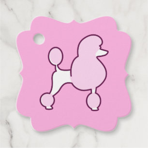 Étiquettes Cadeau Nom personnalisé Poodle rose