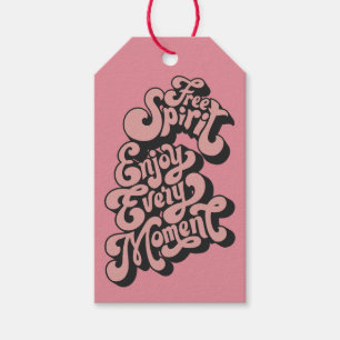 Étiquettes-cadeau Nom personnalisé Rétro "Esprit libre"