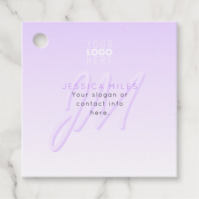 Étiquettes Cadeau Nom professionnel et Modèle Slogan | Violet clair (Devant)
