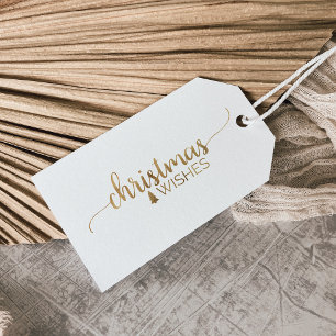 Étiquettes-cadeau Nom simple de Noël de calligraphie d'or