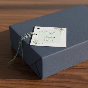 Étiquettes Cadeau Noms de verdure rose douce mariage
