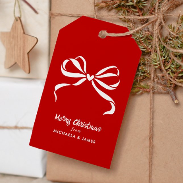 Étiquettes-cadeau Noms personnalisés Joyeux Noël Bow (Créateur téléchargé)