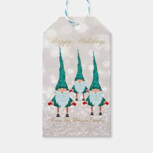 Étiquettes-cadeau Nordic Cute Gnomes Parties scintillant Bokeh