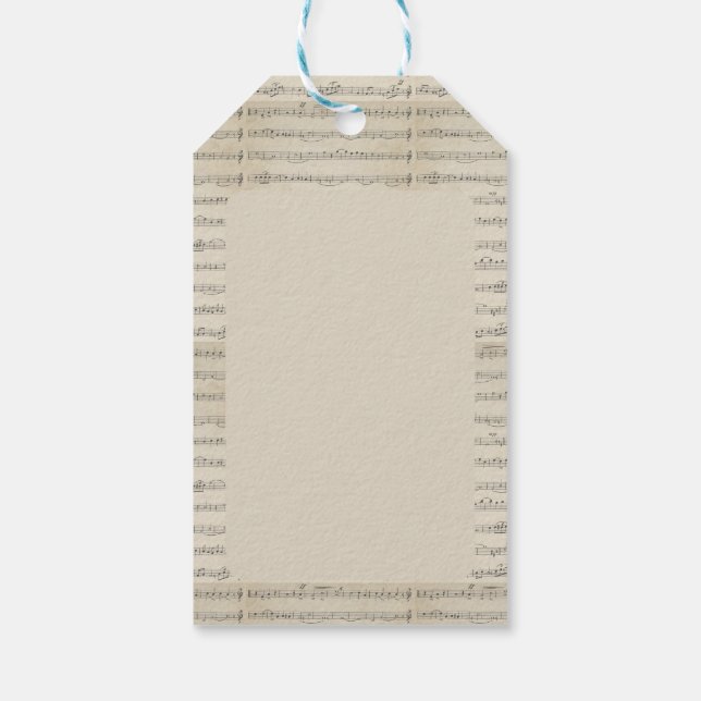 Étiquettes-cadeau Note de musique vintage (Dos)