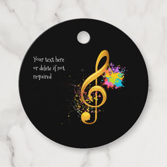 Étiquettes Cadeau Note musicale Fun Treble Clef. Texte modifiable (Devant)